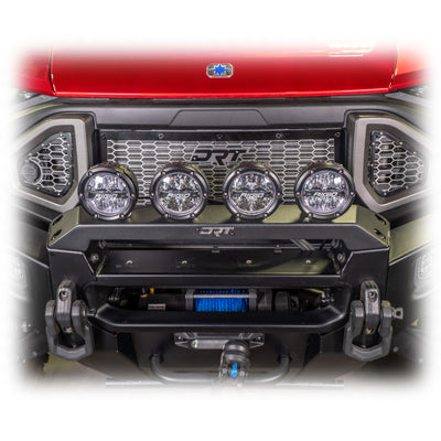 DRT Polaris Ranger XD 1500 2024+ Front Bumper Light Bracket Kit with ligths installed front view