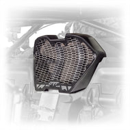 Laser cut aluminum vent panel aligned to grille frame