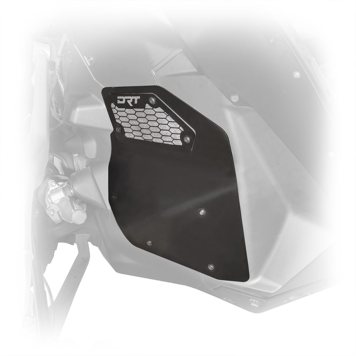 Front fender area coverage illustrated with aluminum guard